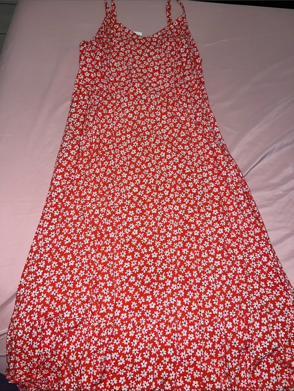 Old Navy Bright red Floral Slip Dress with White Daisies